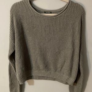 cropped gray sweater